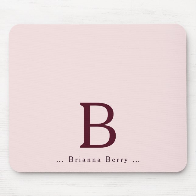 Blush Monogram Elegant Mouse Mat (Front)