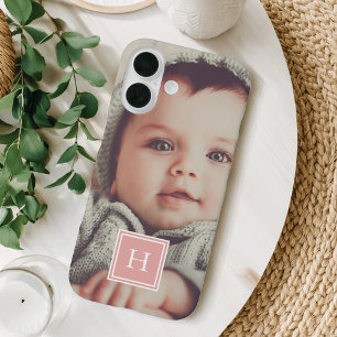 Blush Monogram Overlay   Photo iPhone 16 Case
