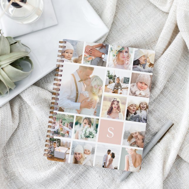Blush Monogram Photo Collage Notebook (Creator Uploaded)
