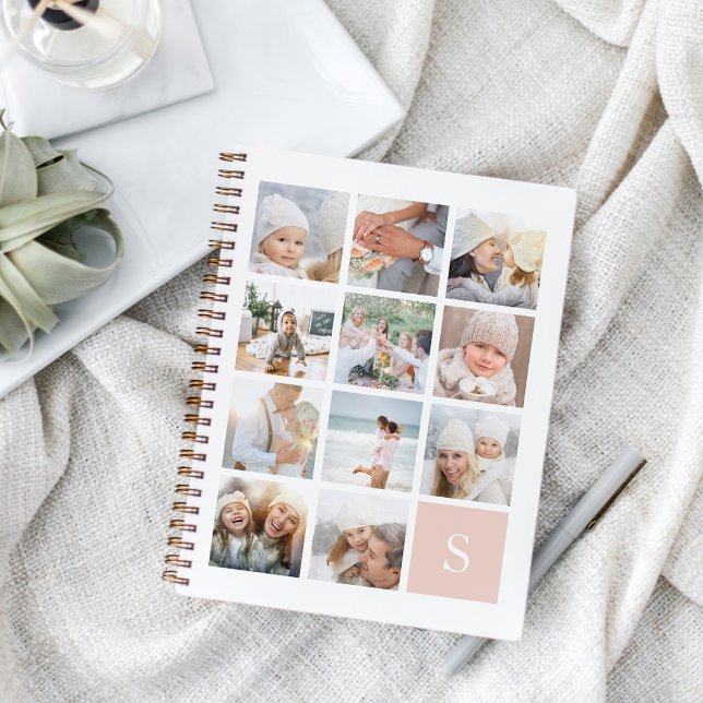 Blush Monogram Photo Collage Notebook (Creator Uploaded)