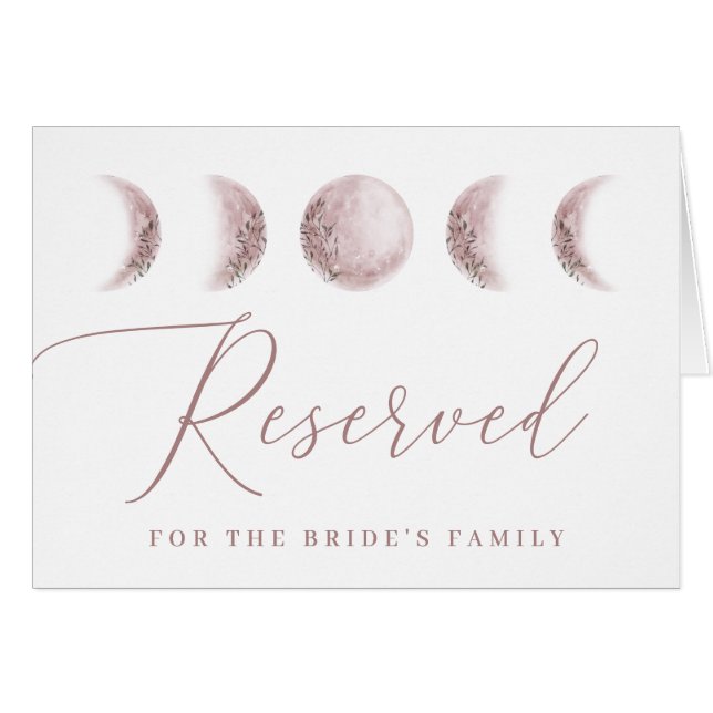Blush Moon. Celestial Wedding Reserved Table Sign (Front Horizontal)