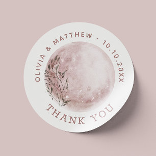 Blush Moon. Elegant Thank You Wedding Favour Label