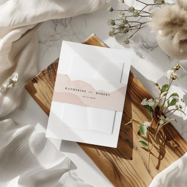 Blush Mountain Range Landscape Wedding  Invitation Belly Band (Creator Uploaded)