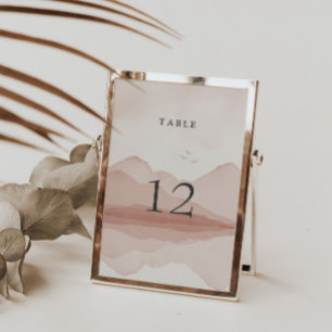 Blush Mountain Range Landscape Wedding Table Number