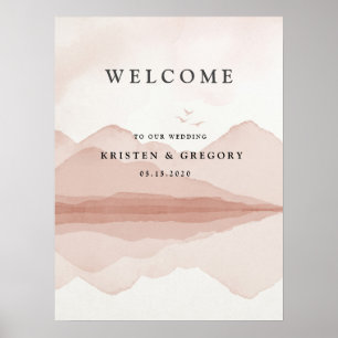 Blush Mountain Range Landscape Wedding Welcome Poster