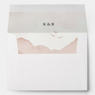 Blush Mountain Range Pre-Addressed Wedding Envelope