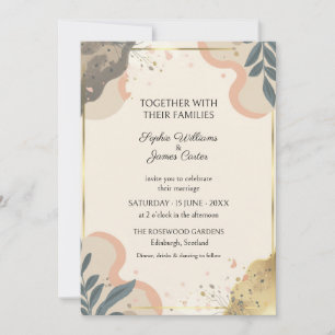 Blush Navy Abstract Modern Wedding Invitation