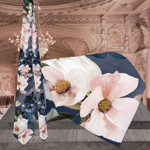 Blush Navy Art Garden Walk Wedding Tie