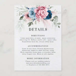Blush Navy Blue Soft Pastel Pink Floral Wedding Enclosure Card
