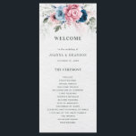 Blush Navy Blue Soft Pastel Pink Floral Wedding Programme<br><div class="desc">Set the tone for your big day with this blush and Navy blue floral wedding program, designed with soft watercolor roses and romantic greenery. Perfect for couples planning an elegant garden ceremony, modern boho wedding, or spring celebration, this design features a sophisticated blend of dusty rose and navy-blue tones. Easily...</div>