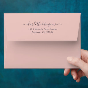 Blush Navy Blue Wedding Return Address Envelope