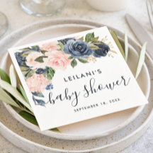 Blush Navy Cascade Watercolor Baby Shower
