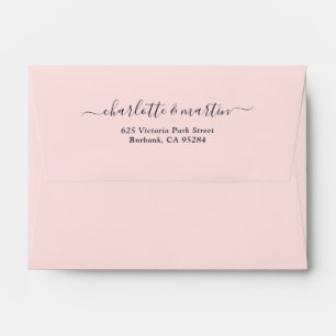 Blush Navy Elegant Return Address Wedding A6 4X6 Envelope