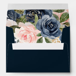 Blush & Navy Floral All Occasion Wedding Envelope