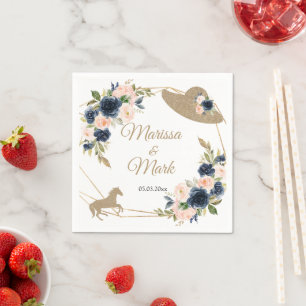 Blush & Navy Kentucky Derby Wedding  Napkin