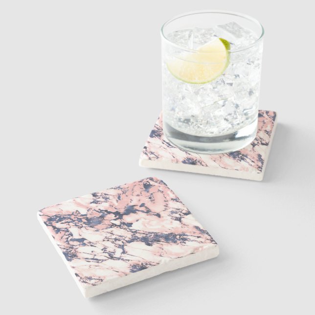 blush navy marble stone coaster (Side)