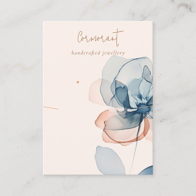Blush Navy Rust Flower Necklace Earring Display Business Card (Front)