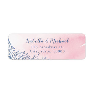 Blush navy rustic floral return address