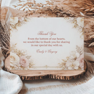 Blush Neutral Floral Elegant Thank You Card