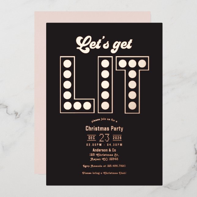 Blush Noir Let's Get Lit Retro Christmas Party (Front/Back)