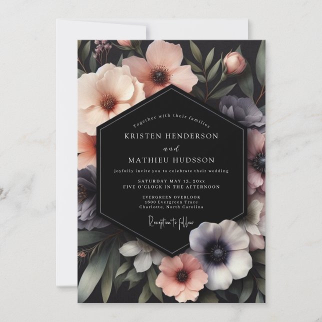 Blush Noir Moody Wedding Invitation (Front)