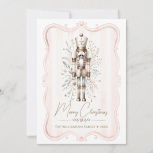 Blush Nutcracker Christmas Card Pink Heart Frame