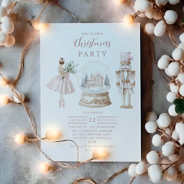 Blush Nutcracker Christmas Invitation (Creator Uploaded)