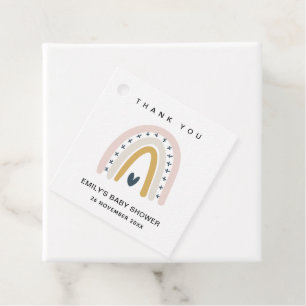 BLUSH OCHRE HEART RAINBOW BABY SHOWER THANK YOU FAVOUR TAGS
