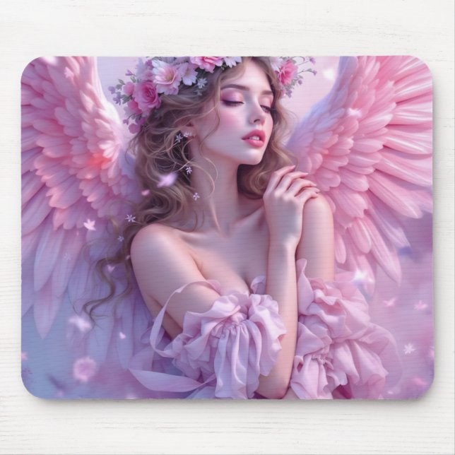 Blush of Heaven: The Angel of Petal Skies Mouse Mat (Front)