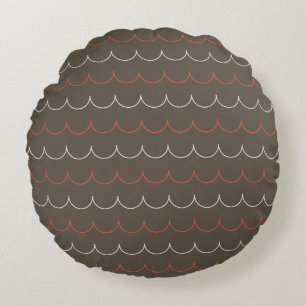 Blush, Olive & Rust Scallop Pillow - Round