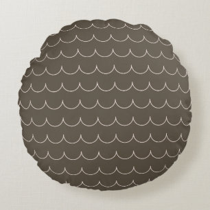 Blush & Olive Scallop Geometric Pillow - Round