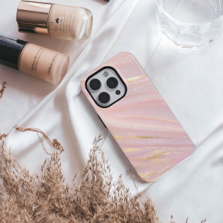 Blush Opaline – Luxury Blush Pink & Gold Marble iPhone 16 Case