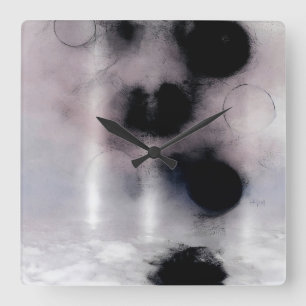 Blush Orbit Abstract Square Wall Clock