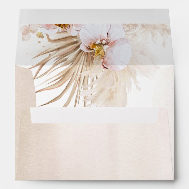Blush Orchid Pampas Grass Elegant Envelope (Back (Bottom))