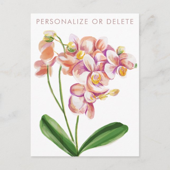   Blush Orchid Watercolor Chic Floral Personalised Postcard (Front)
