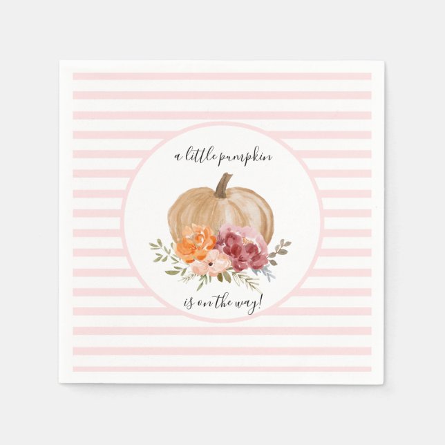 Blush Our Little Pumpkin is On The Way Napkins (Front)