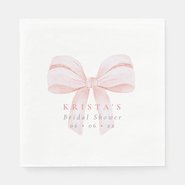 Blush Oversize Bow Bridal Shower Napkin (Front)