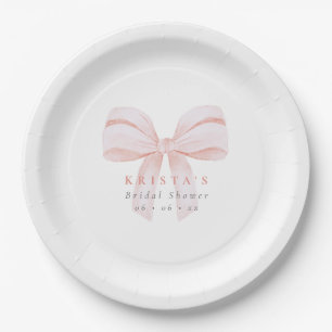 Blush Oversize Bow Bridal Shower Paper Plate