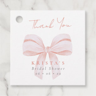 Blush Oversize Bow Bridal Shower Thank You Favour Tags
