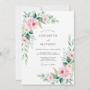 Blush Painted Blossom Wedding Invitation