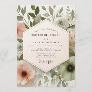 Blush Painterly Flora Wedding Invitation