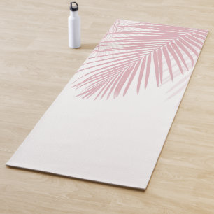 Blush Palm Leaves Finesse 2 #tropical #art Yoga Mat