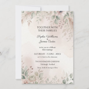 Blush Pampas Grass Botanical Wedding Invitation