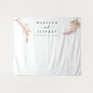 Blush Pampas Grass Minimalist Wedding Backdrop Tapestry