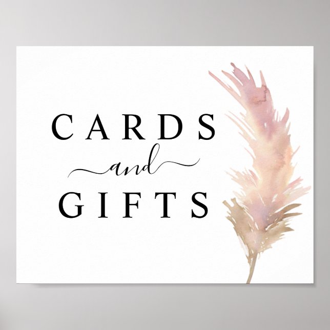 Blush Pampas Grass Wedding Cards & Gifts Sign (Front)
