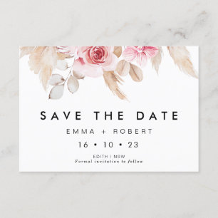 Blush Pampas Grass Wedding Save The Date Card