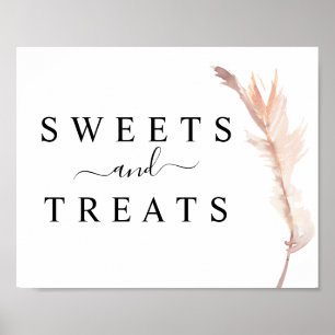 Blush Pampas Grass Wedding Sweets & Treats Sign