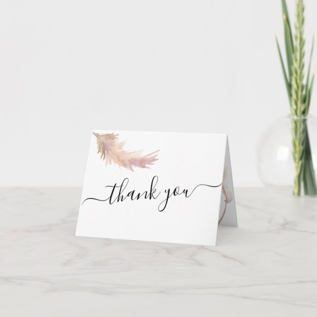 Blush Pampas Grass Wedding Thank you Card (Front)