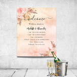 Blush pampas rose floral wedding program timeline poster<br><div class="desc">A modern,  elegant wedding program,  timeline.  Blush,  rose gold gradient background decorated with pampas grass and blush pink florals,  roses. Personalise and add your names and wedding details. Black coloured letters.  If you have more text it's possible to reduce the line space.</div>