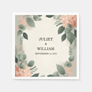 Blush pastel Peach Mint Moss Sage Green Wedding Napkin